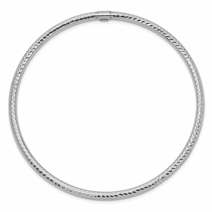 Lovely Rita's Bracelets 14k White Gold 3MM Diamond Cut Slip-on Bangle
