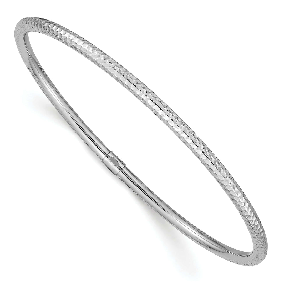 Lovely Rita's Bracelets 14k White Gold 3MM Diamond Cut Slip-on Bangle
