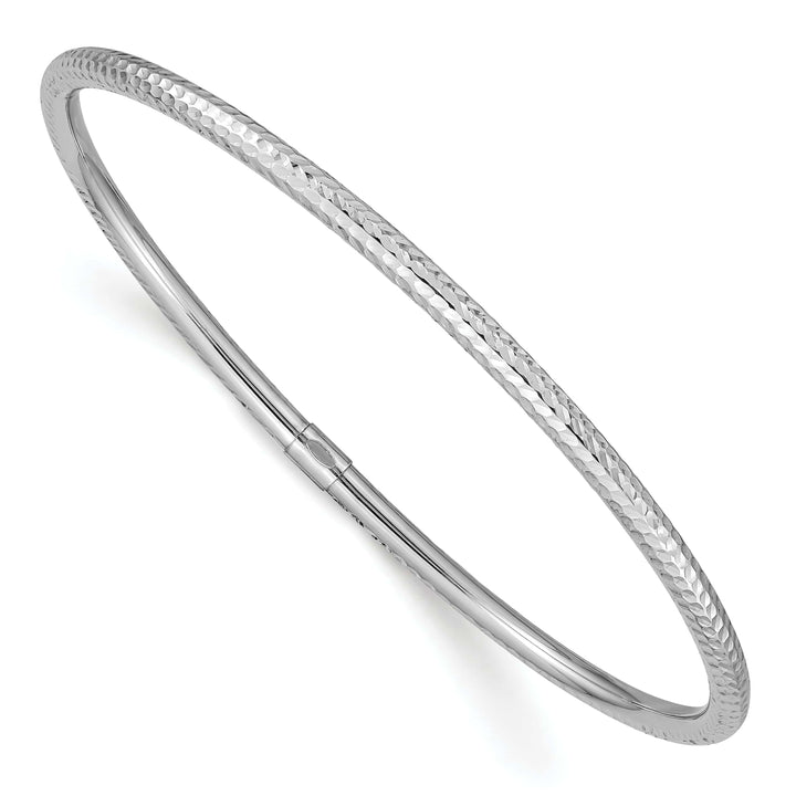 Lovely Rita's Bracelets 14k White Gold 3MM Diamond Cut Slip-on Bangle