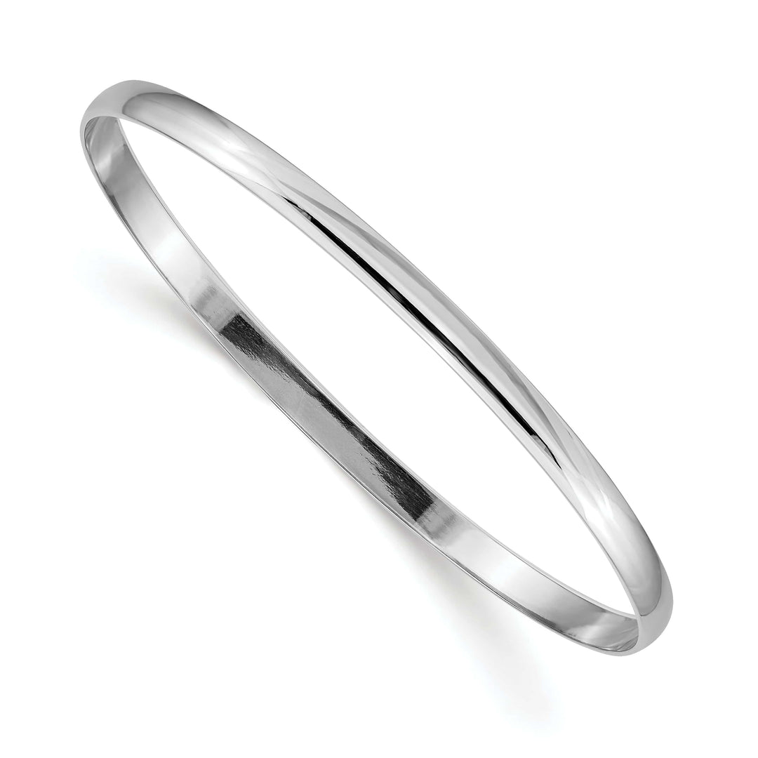 Lovely Rita's Bracelets 14k White Gold 4MM Solid Half-Round Slip-On Bangle