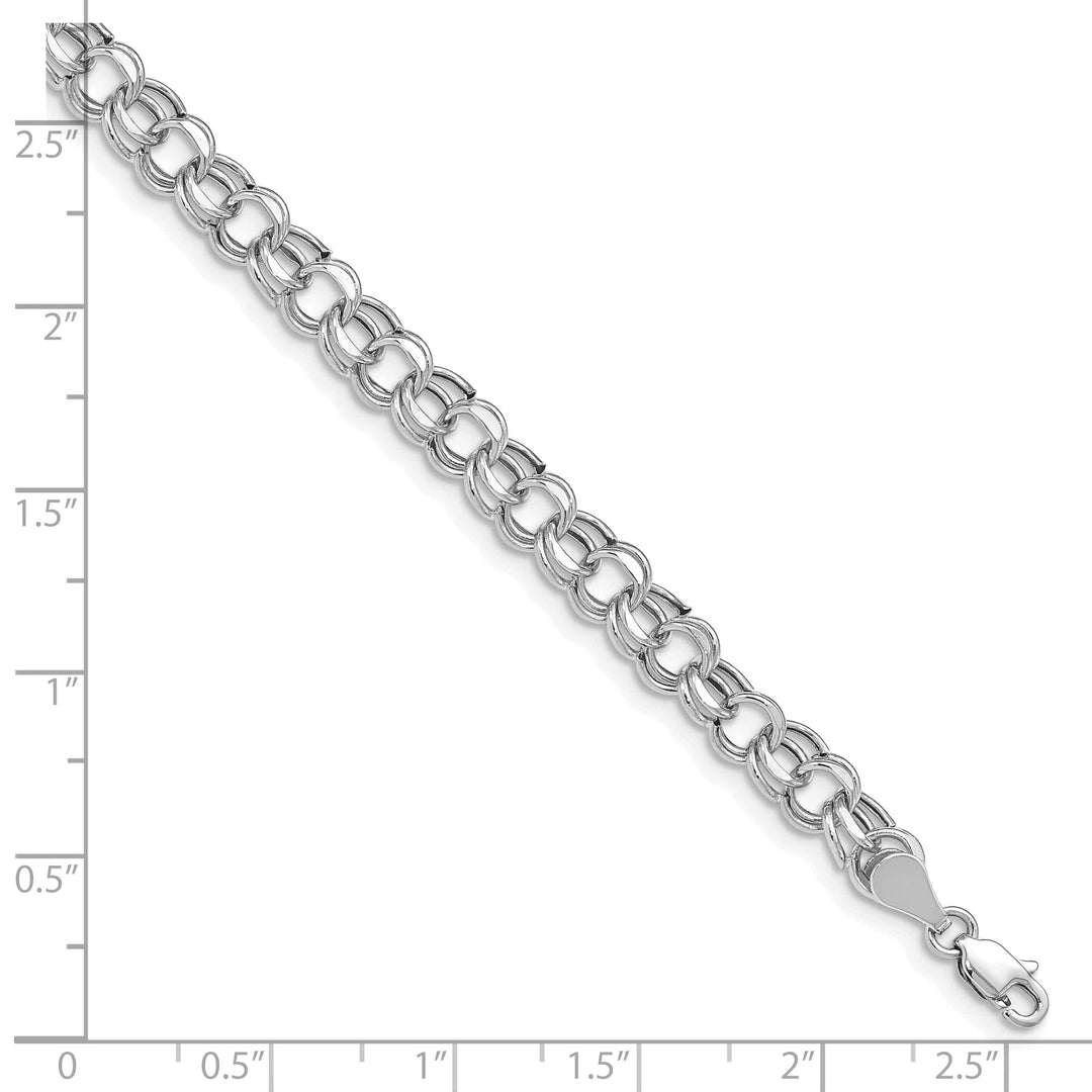 Lovely Rita's Bracelets 14K White Gold Charm Bracelet - 6-MM Wide, Double Link, 8.25-inch