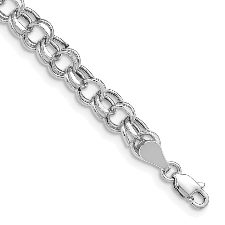 Lovely Rita's Bracelets 14K White Gold Charm Bracelet - 6-MM Wide, Double Link, 8.25-inch