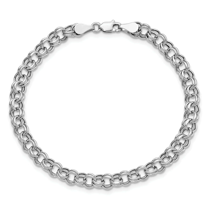 Lovely Rita's Bracelets 14K White Gold Charm Bracelet - Diamond Cut, 5-MM Wide Link, 8.25-inch