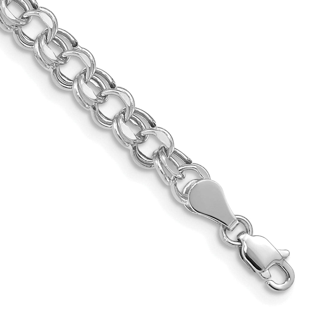 Lovely Rita's Bracelets 14K White Gold Charm Bracelet - Diamond Cut, 5-MM Wide Link, 8.25-inch