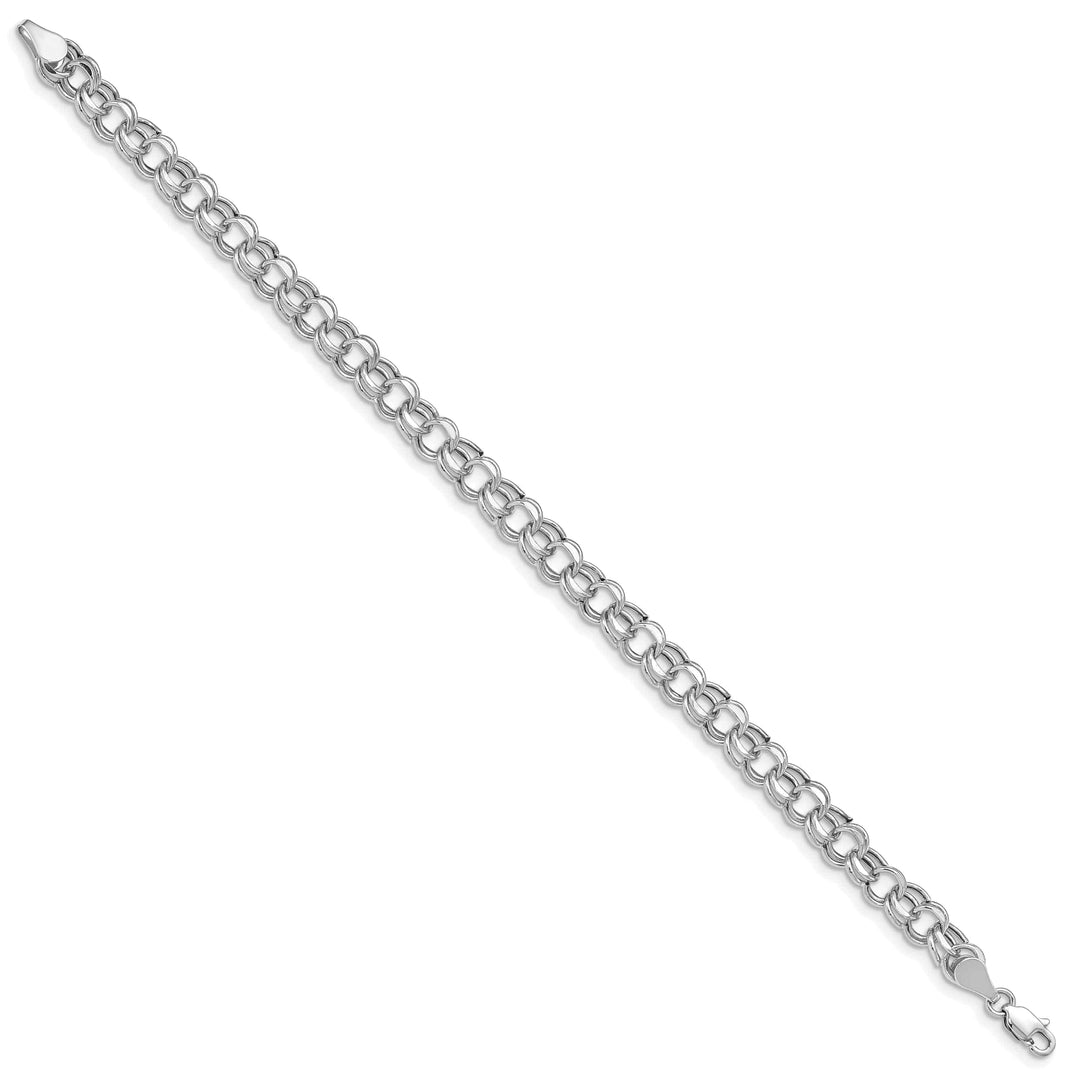 Lovely Rita's Bracelets 14K White Gold Charm Bracelet - Diamond Cut, 6-MM Wide Link, 7.25-inch