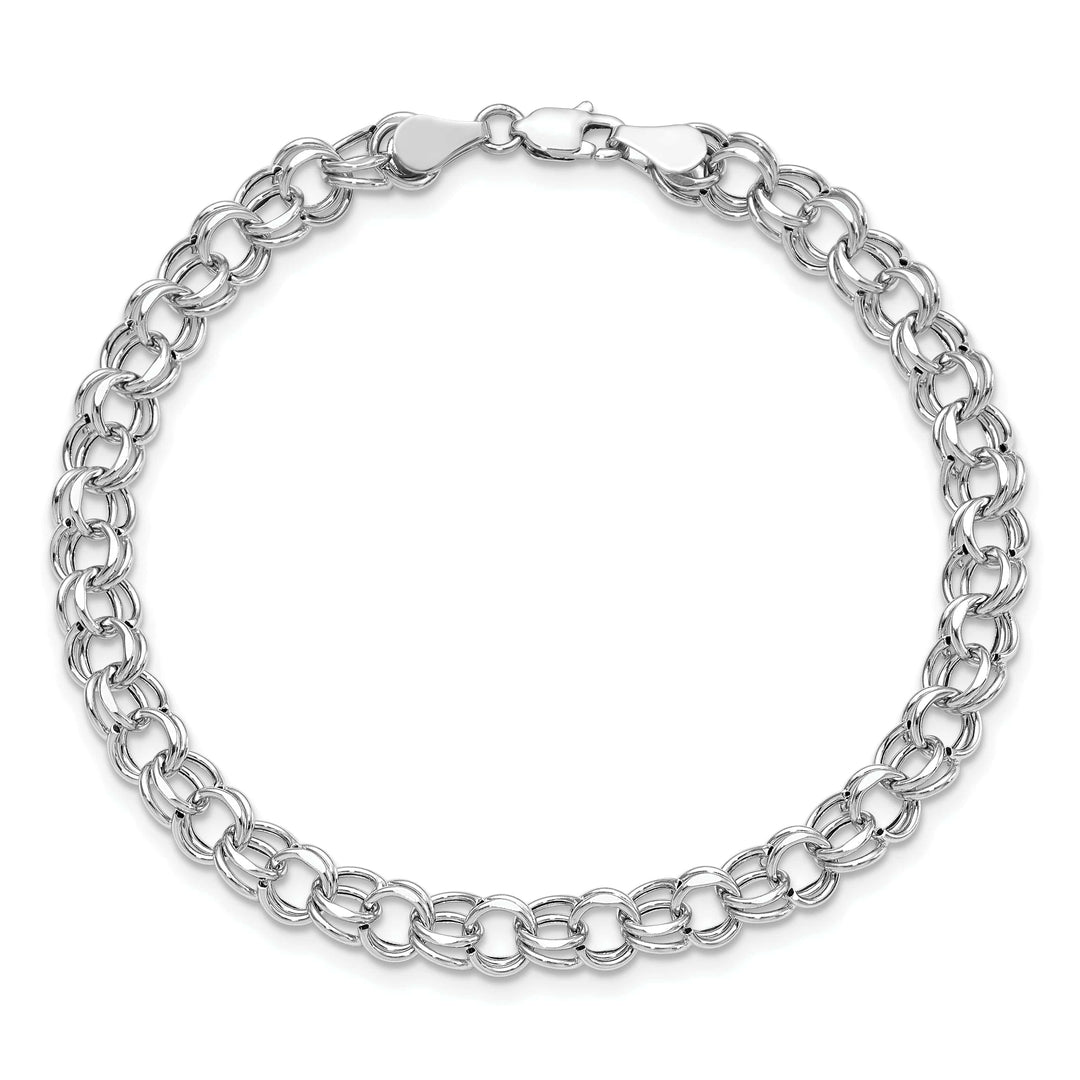 Lovely Rita's Bracelets 14K White Gold Charm Bracelet - Diamond Cut, 6-MM Wide Link, 7.25-inch
