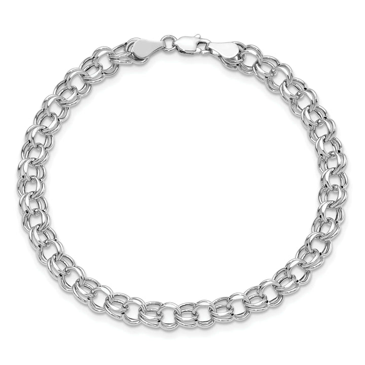 Lovely Rita's Bracelets 14K White Gold Charm Bracelet - Diamond Cut, 6-MM Wide Link, 7.25-inch