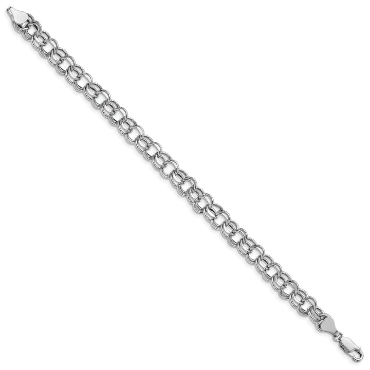Lovely Rita's Bracelets 14K White Gold Charm Bracelet - Diamond Cut, 7.5-MM Wide Link, 7.25-inch