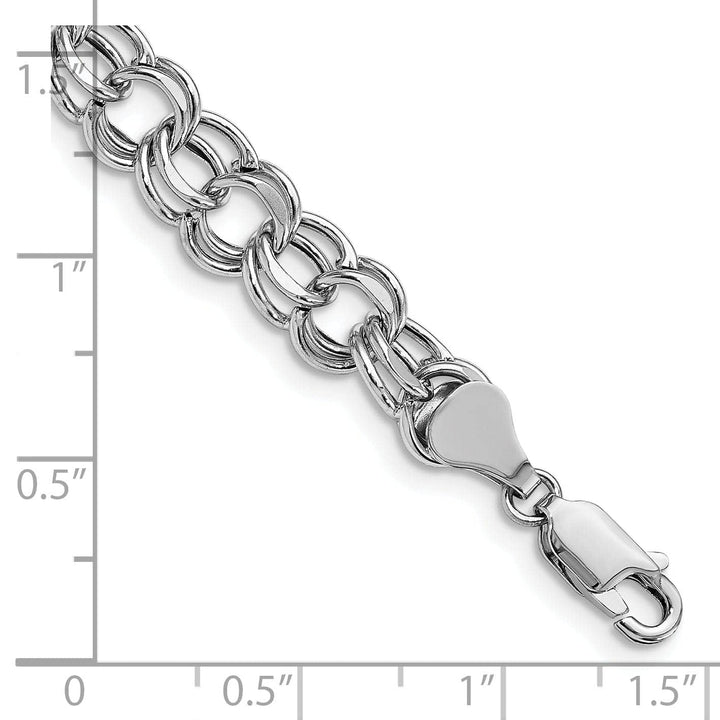 Lovely Rita's Bracelets 14K White Gold Charm Bracelet - Diamond Cut, 7.5-MM Wide Link, 7.25-inch