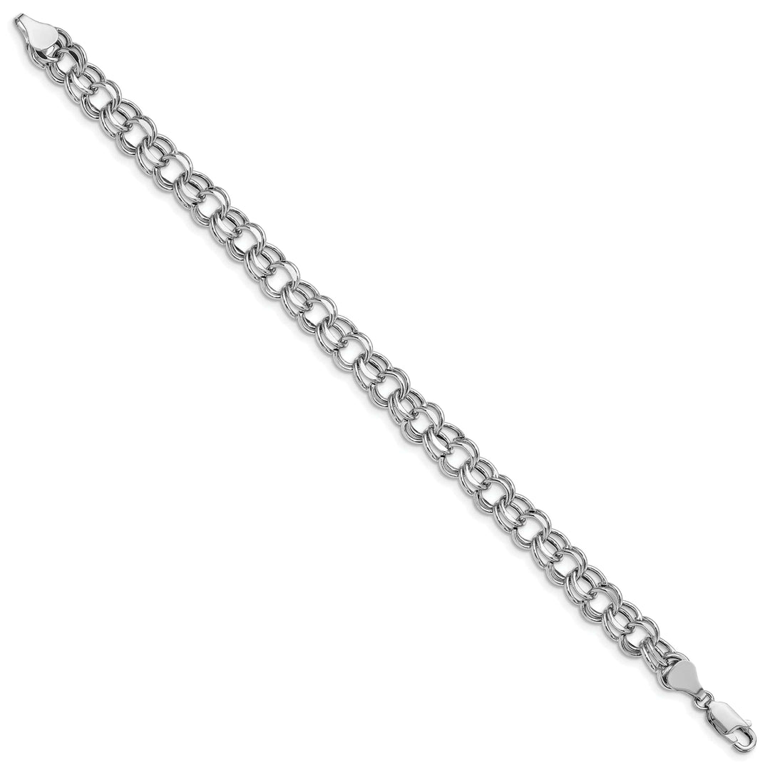 Lovely Rita's Bracelets 14K White Gold Charm Bracelet - Diamond Cut, 7.5-MM Wide Link, 8.25-inch