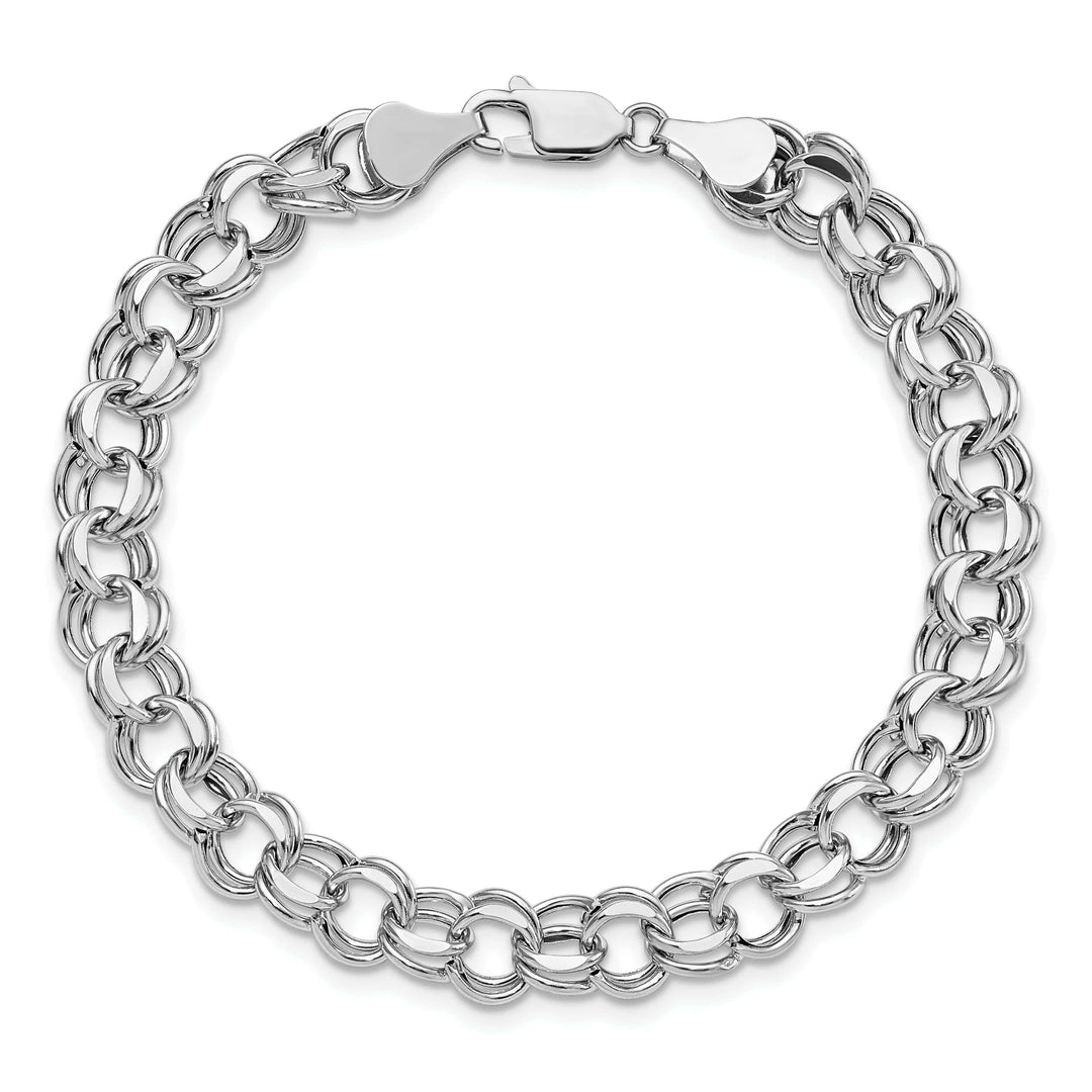 Lovely Rita's Bracelets 14K White Gold Charm Bracelet - Diamond Cut, 7.5-MM Wide Link, 8.25-inch