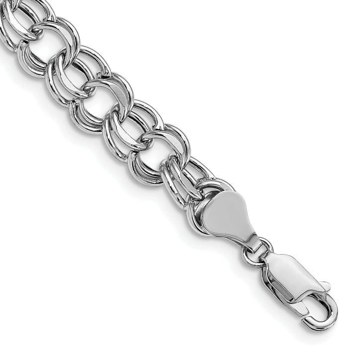 Lovely Rita's Bracelets 14K White Gold Charm Bracelet - Diamond Cut, 7.5-MM Wide Link, 8.25-inch