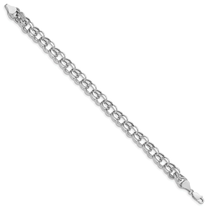 Lovely Rita's Bracelets 14K White Gold Charm Bracelet - Diamond Cut, 8-MM Wide Link, 7.25-inch