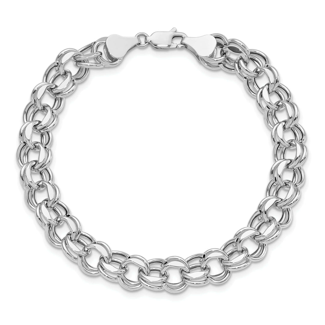 Lovely Rita's Bracelets 14K White Gold Charm Bracelet - Diamond Cut, 8-MM Wide Link, 7.25-inch