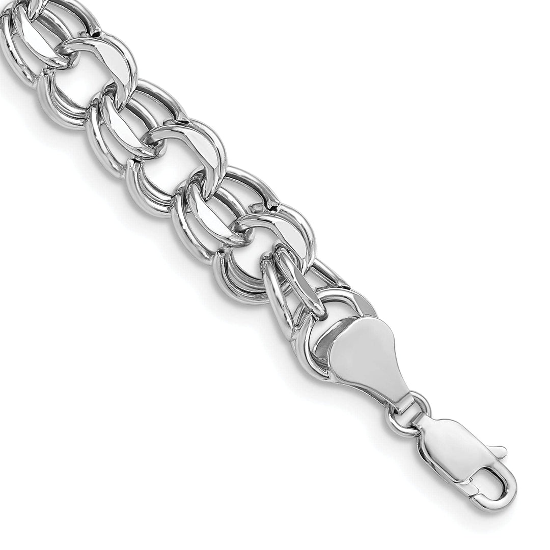 Lovely Rita's Bracelets 14K White Gold Charm Bracelet - Diamond Cut, 8-MM Wide Link, 7.25-inch