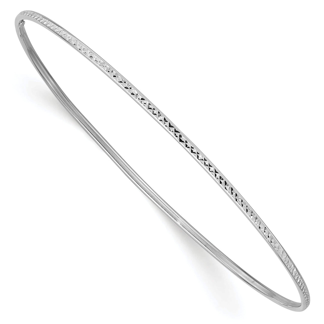 Lovely Rita's Bracelets 14k White Gold Diamond Cut Bangle Bracelet