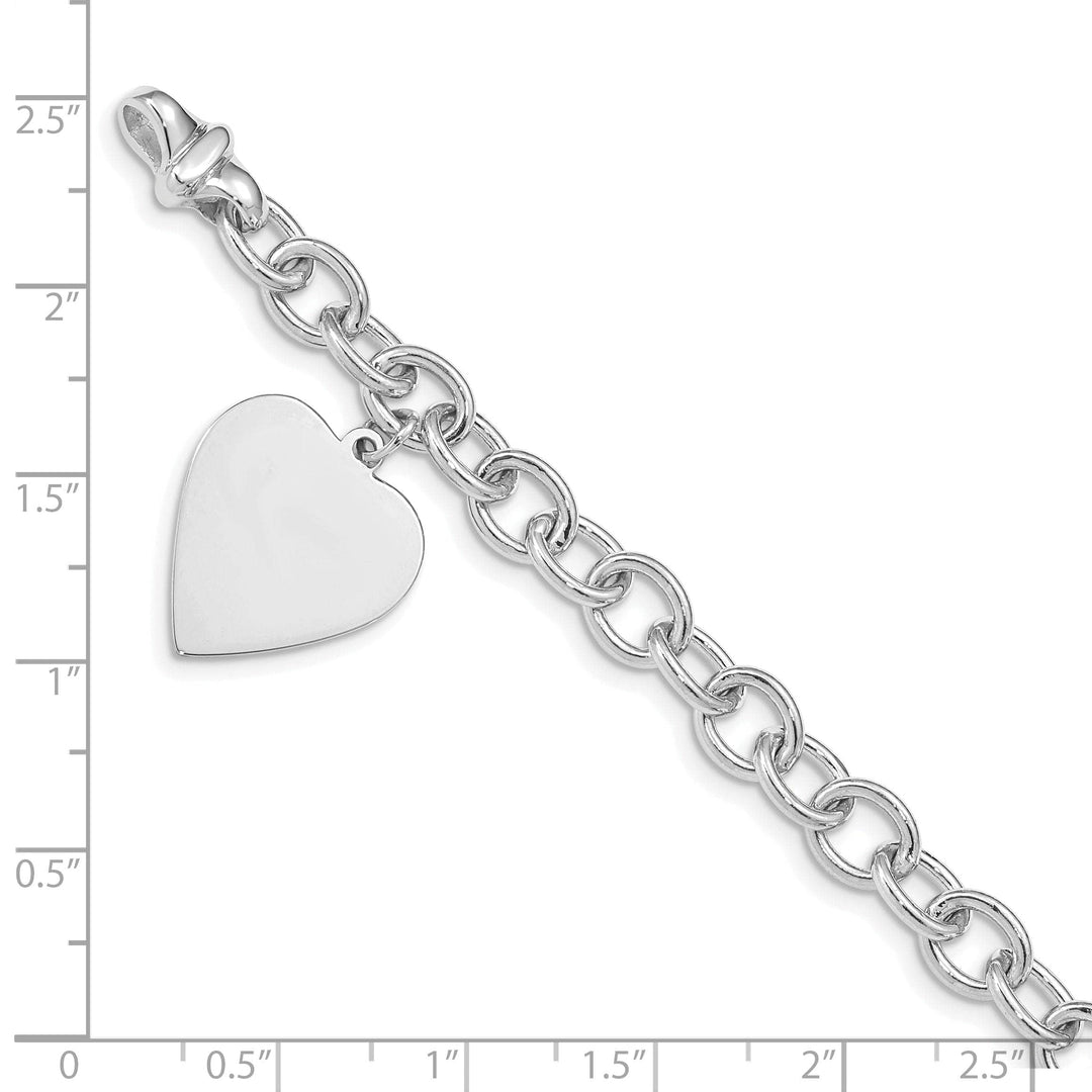 Lovely Rita's Bracelets 14k white gold heart link charm bracelet 7.5-inch, 17.5-mm width