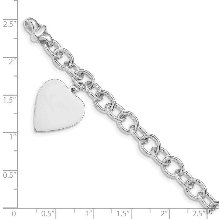 Lovely Rita's Bracelets 14k white gold heart link charm bracelet 7.5-inch, 17.5-mm width