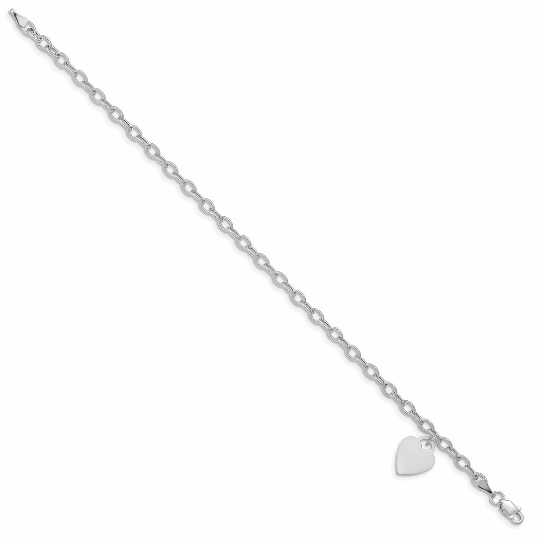Lovely Rita's Bracelets 14k white gold heart link charm bracelet 7.5-inch length 10.5-mm width