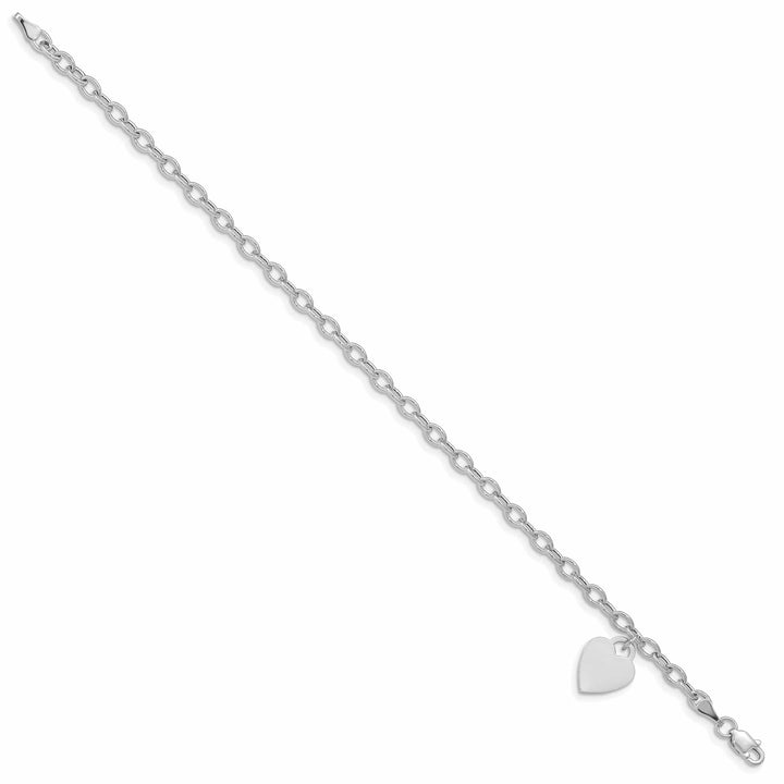 Lovely Rita's Bracelets 14k white gold heart link charm bracelet 7.5-inch length 10.5-mm width