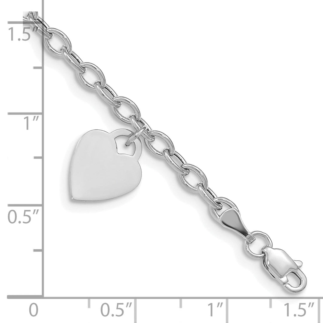 Lovely Rita's Bracelets 14k white gold heart link charm bracelet 8.5-inch, 10.5-mm width