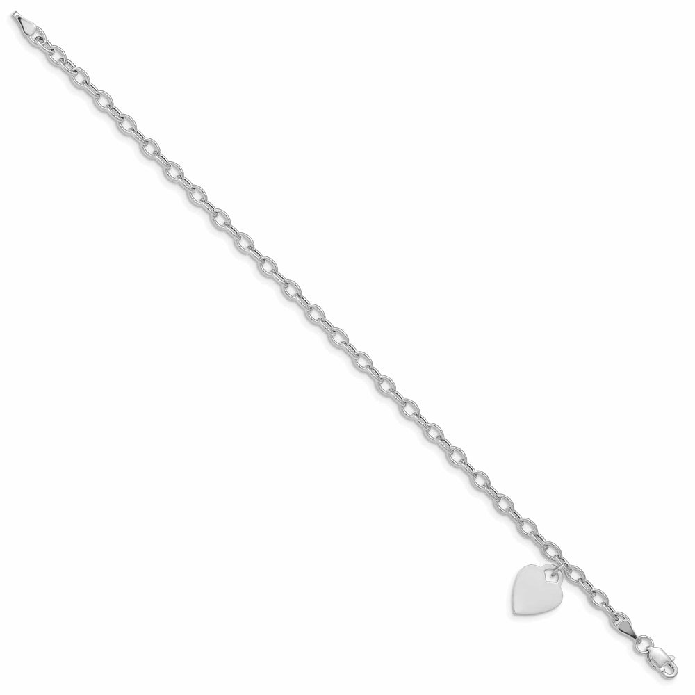 Lovely Rita's Bracelets 14k white gold heart link charm bracelet 8.5-inch, 10.5-mm width