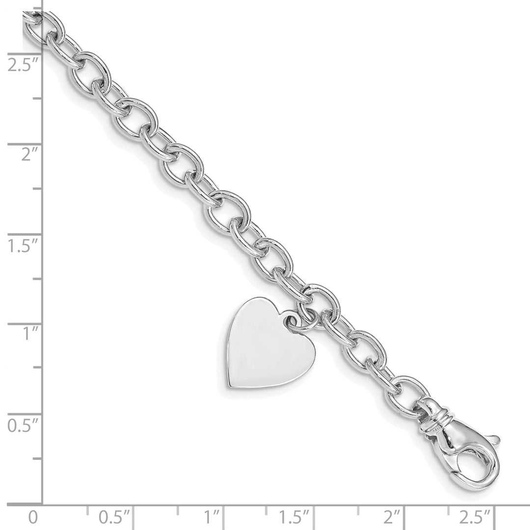 Lovely Rita's Bracelets 14k white gold heart link charm bracelet 8.5-inch, 13-mm width