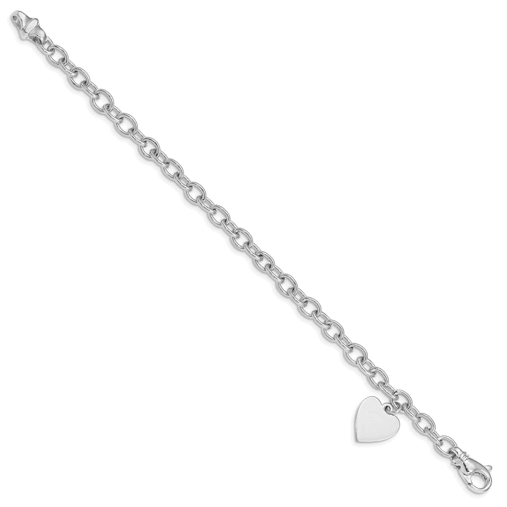 Lovely Rita's Bracelets 14k white gold heart link charm bracelet 8.5-inch, 13-mm width