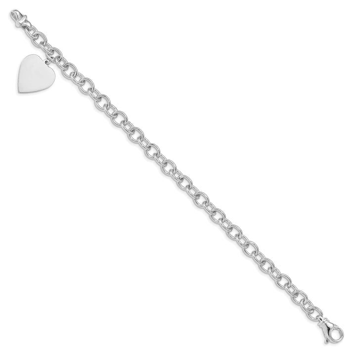 Lovely Rita's Bracelets 14k white gold heart link charm bracelet 8.5-Inch 17.5-mm width