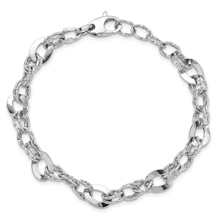 Lovely Rita's Bracelets 14k White Gold Polished Diamond Cut Bracelet