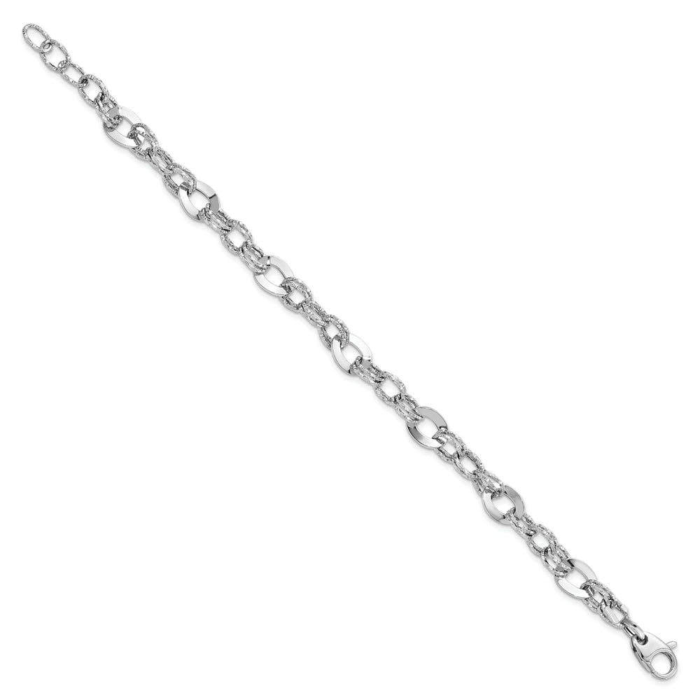 Lovely Rita's Bracelets 14k White Gold Polished Diamond Cut Bracelet