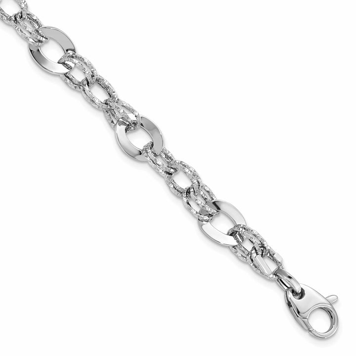 Lovely Rita's Bracelets 14k White Gold Polished Diamond Cut Bracelet