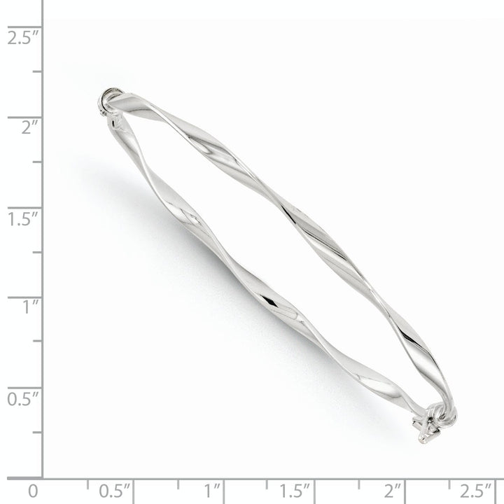 Lovely Rita's Bracelets 14K White Gold Polished Twisted Hinged Bangle