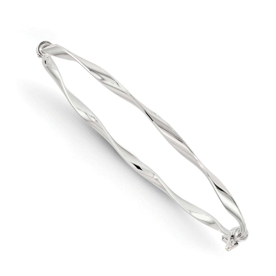 Lovely Rita's Bracelets 14K White Gold Polished Twisted Hinged Bangle