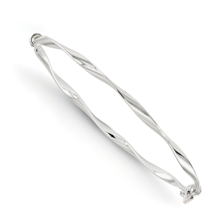 Lovely Rita's Bracelets 14K White Gold Polished Twisted Hinged Bangle