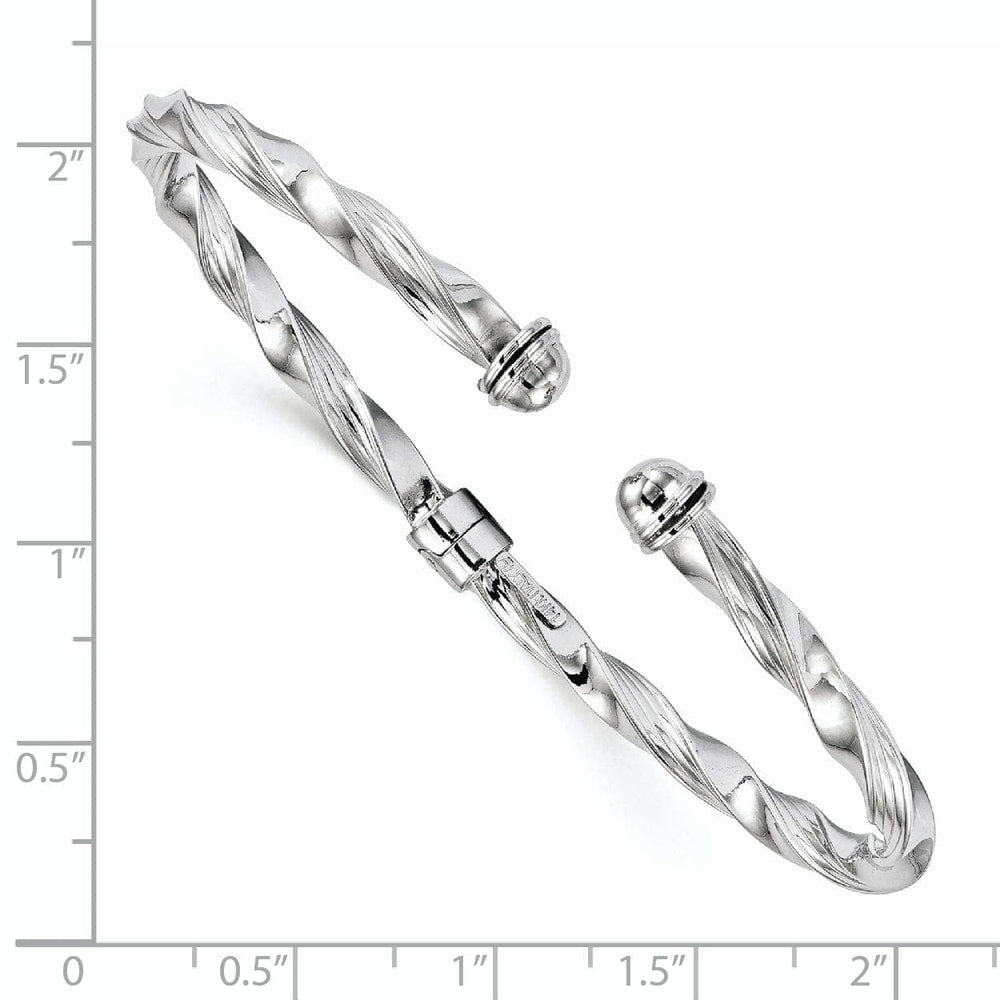Lovely Rita's Bracelets 14k White Gold Textured Hinge Cuff Bangle