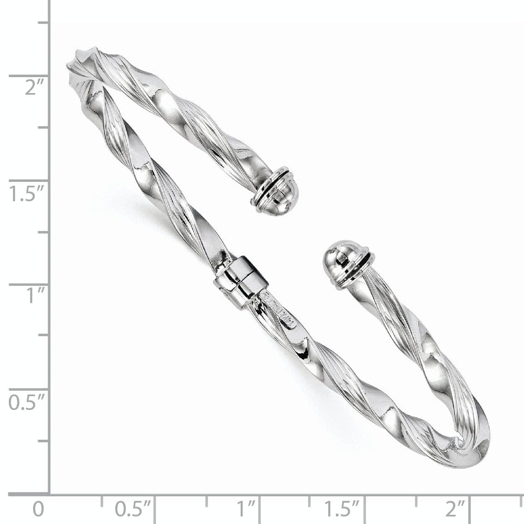 Lovely Rita's Bracelets 14k White Gold Textured Hinge Cuff Bangle