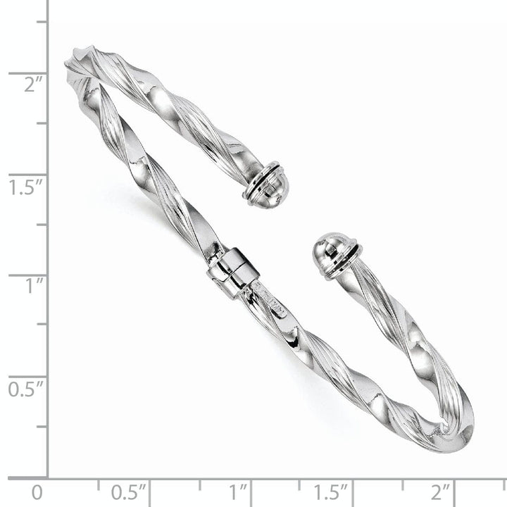 Lovely Rita's Bracelets 14k White Gold Textured Hinge Cuff Bangle