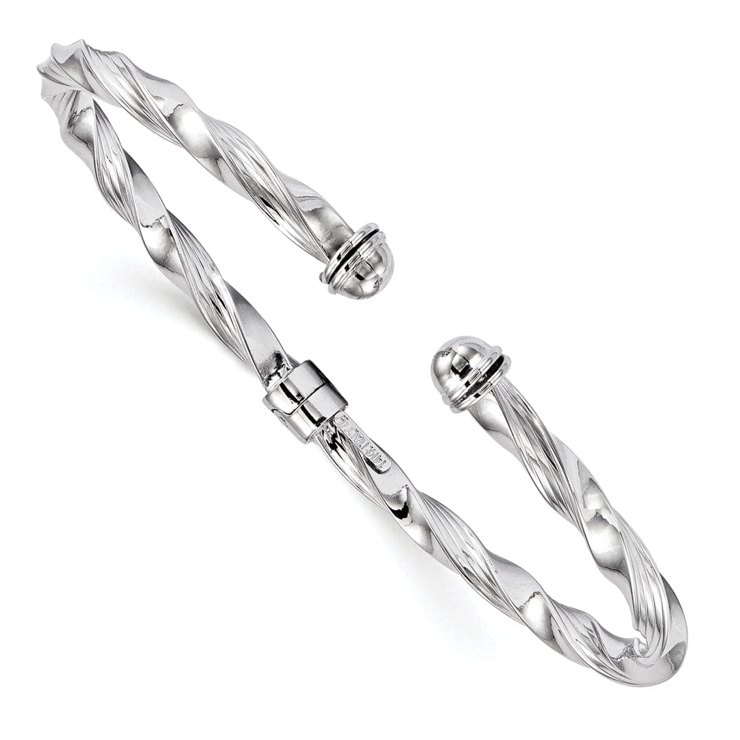 Lovely Rita's Bracelets 14k White Gold Textured Hinge Cuff Bangle