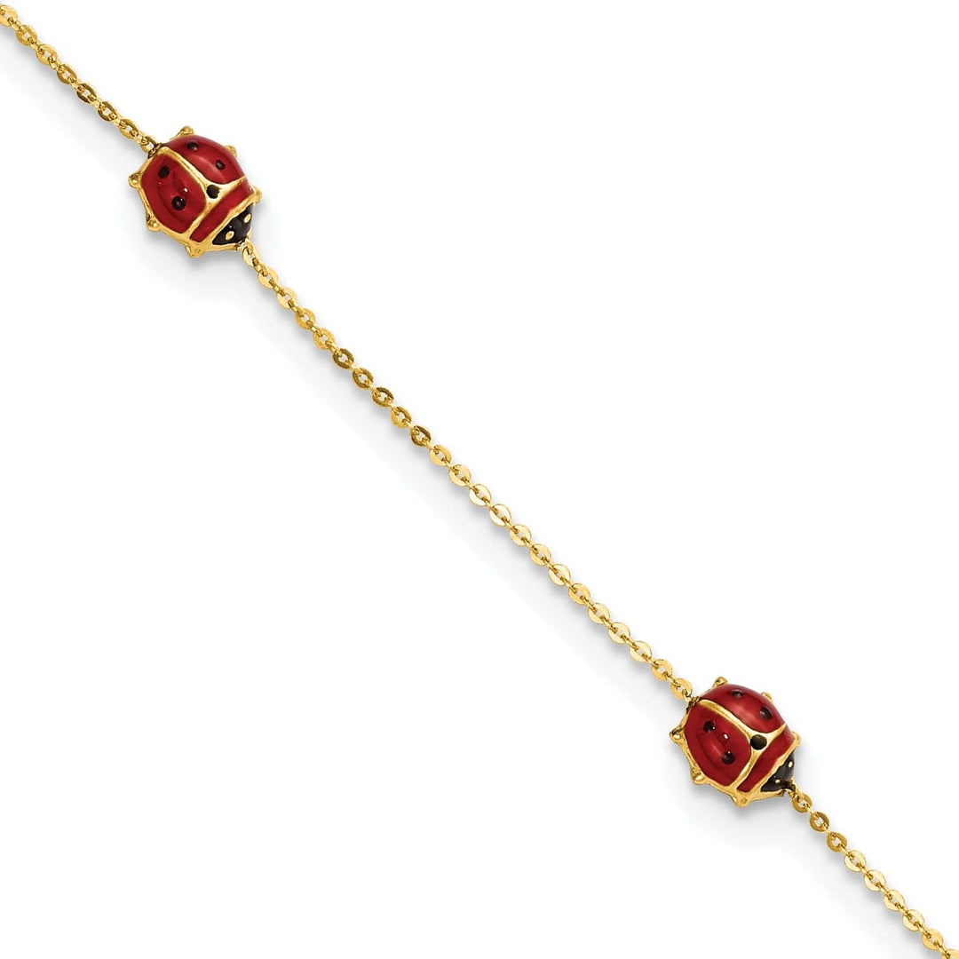 Lovely Rita's Bracelets 14k Yellow Gold 3-Lady Bug Design 6-5-inch Bracelet
