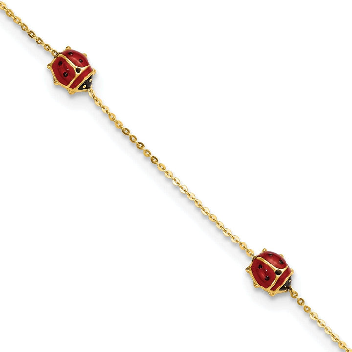 Lovely Rita's Bracelets 14k Yellow Gold 3-Lady Bug Design 6-5-inch Bracelet