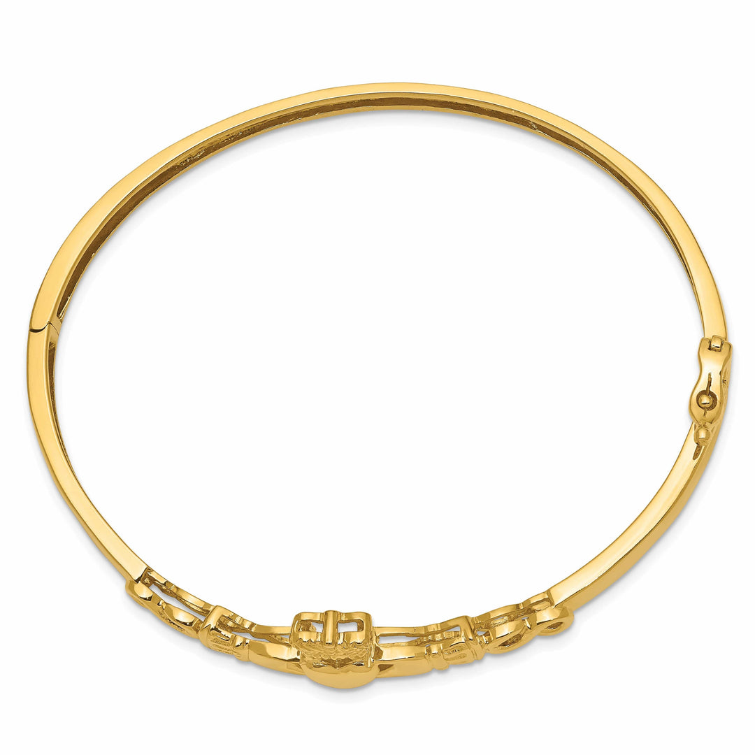 Lovely Rita's Bracelets 14k Yellow Gold 4MM D.C Claddagh Hinged Bangle Bracelet