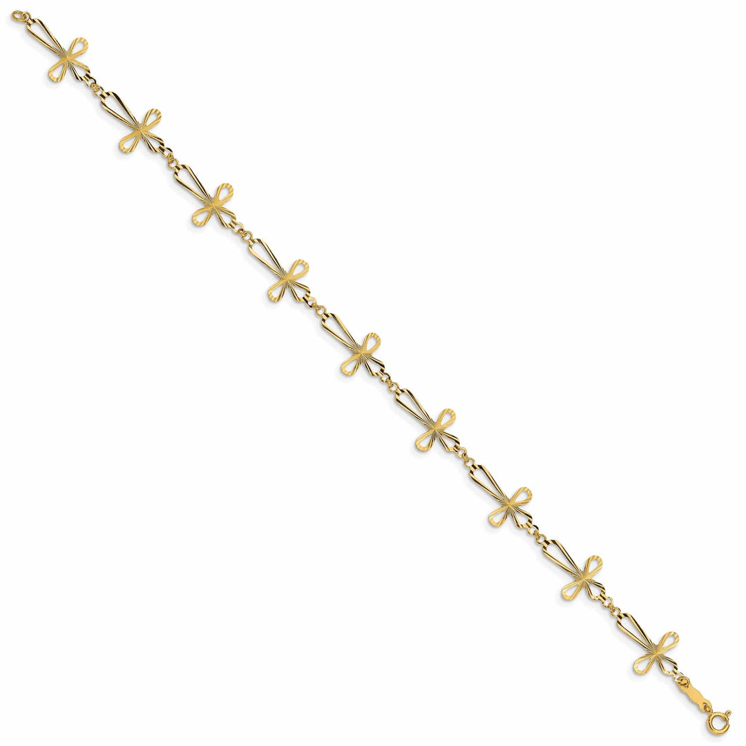 Lovely Rita's Bracelets 14k yellow gold bracelet cross design. 7.5-inch, 11-mm wide