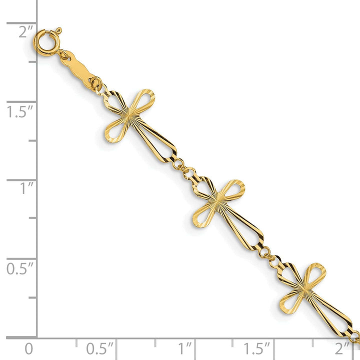 Lovely Rita's Bracelets 14k yellow gold bracelet cross design. 7.5-inch, 11-mm wide