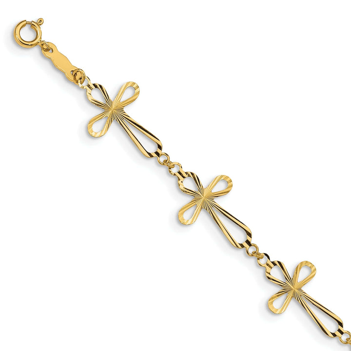 Lovely Rita's Bracelets 14k yellow gold bracelet cross design. 7.5-inch, 11-mm wide