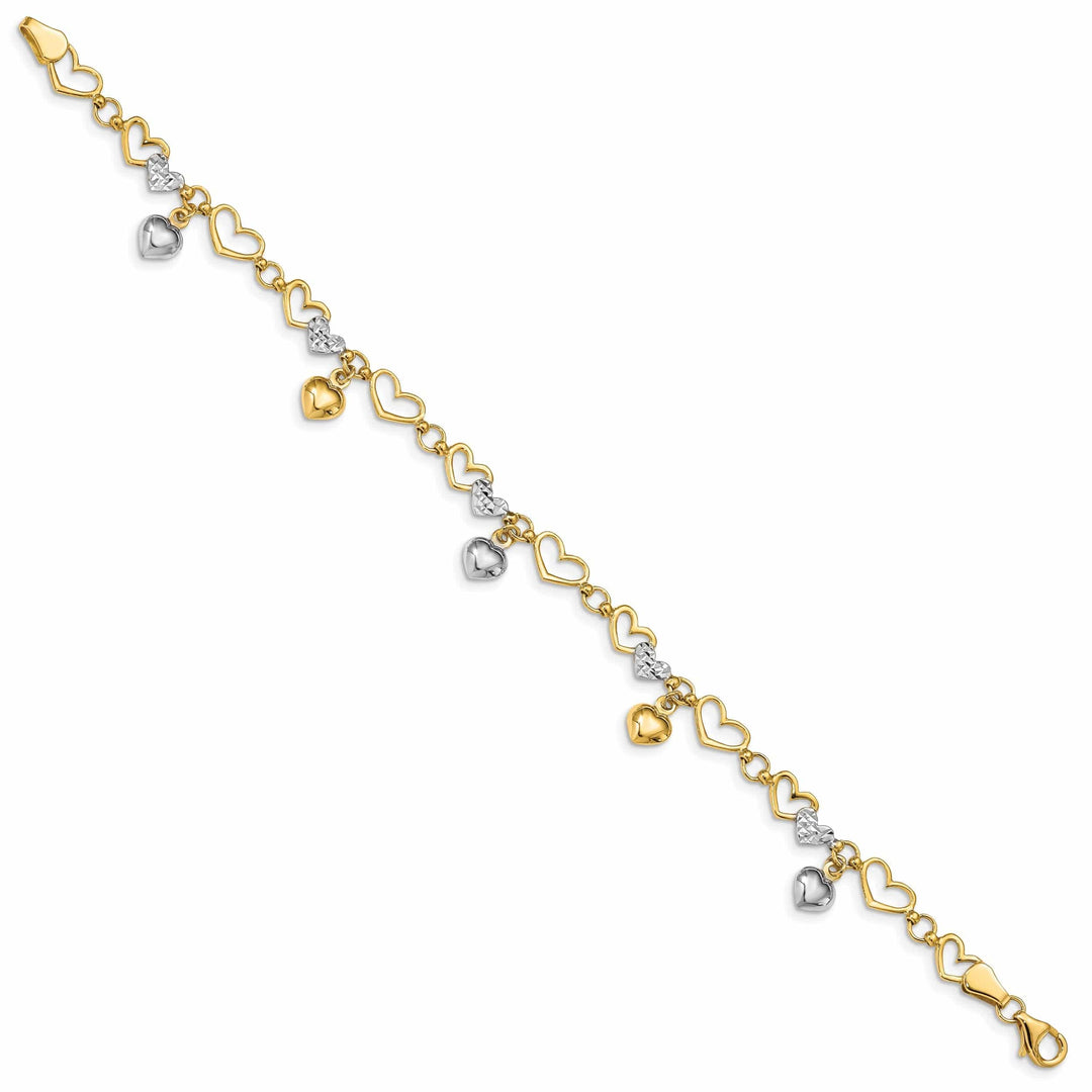 Lovely Rita's Bracelets 14K yellow gold bracelet multi-heart design, 7.25-inch