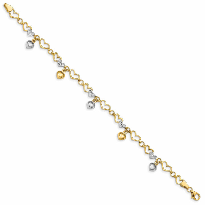 Lovely Rita's Bracelets 14K yellow gold bracelet multi-heart design, 7.25-inch