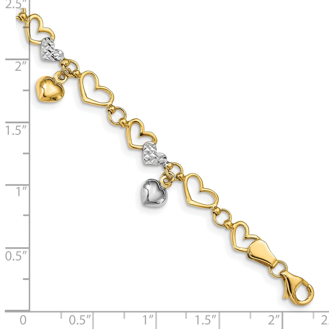 Lovely Rita's Bracelets 14K yellow gold bracelet multi-heart design, 7.25-inch