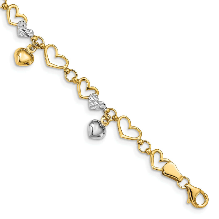 Lovely Rita's Bracelets 14K yellow gold bracelet multi-heart design, 7.25-inch