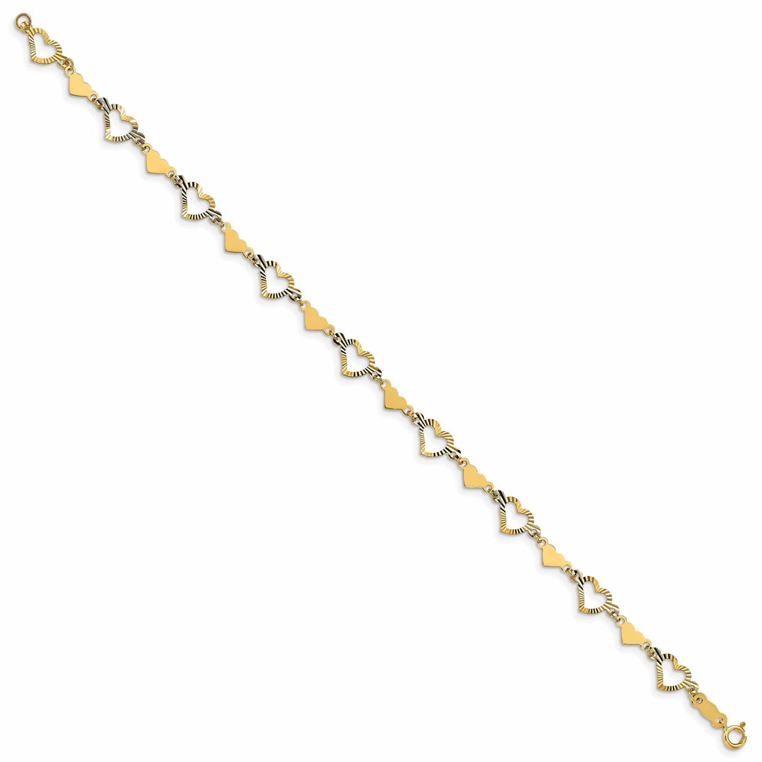 Lovely Rita's Bracelets 14k yellow gold bracelet open cut out design, multi-hearts 7.5-inch
